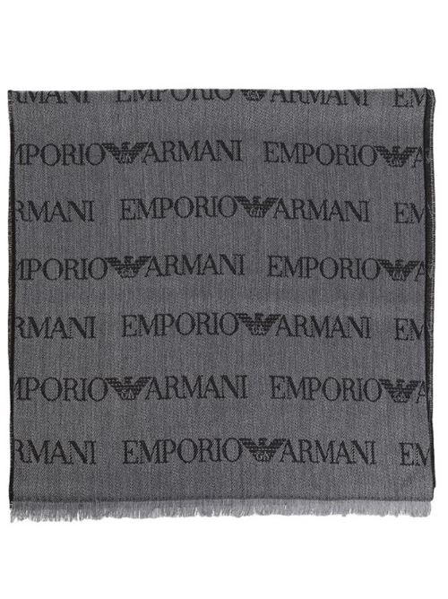 Wool blend scarf with all-over jacquard lettering Emporio Armani | 625060 CC786.00041